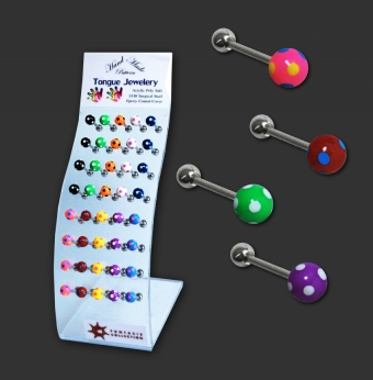 Polka Dot Zungenpiercing Display