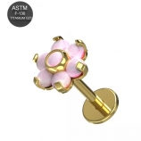 G23 Titanium Opal Flower Gold Push Fit Labret