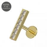 G23 Titanium Jeweled Rectangle Gold Push Fit Labret
