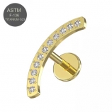 G23 Titanium Continuous Jeweled Arch Gold Push Fit Labret