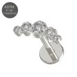 G23 Titanium Five Stone curved Design Silber Push Fit Labret