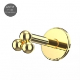 G23 Titanium Triple Ball Dot Gold Push Fit Labret