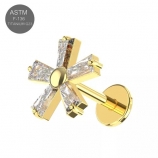 G23 Titanium Five Petals Flower Gold Push Fit Labret