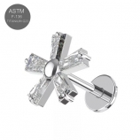 G23 Titanium Five Petals Flower Silber Push Fit Labret