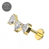 G23 Titanium Triple Heart Gold Push Fit Labret