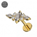 G23 Titanium Jeweled Flying Gold Push Fit Labret