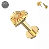G23 Titanium Stripe Heart Gold Push Fit Labret