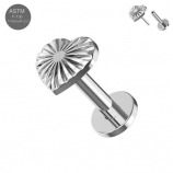 G23 Titanium Stripe Heart Silber Push Fit Labret