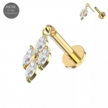 G23 Titanium Marquise Jeweled Hanging Gold Push Fit Labret