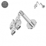 G23 Titanium Marquise Jeweled Hanging Silber Push Fit Labret