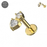 Implant Titanium Heart & Round Gold Push Fit Labret