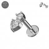 Implant Titanium Heart & Round Silber Push Fit Labret