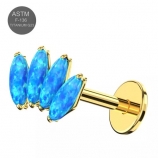 G23 Titanium Opal Stone Gold Push Fit Labret