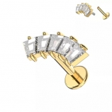 316L Steel Baguette Cluster Gold Labret